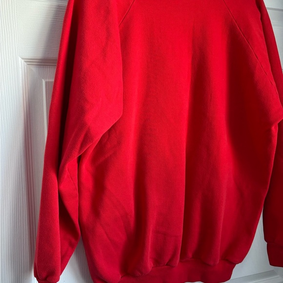 Vintage Hand-decorated Red Holiday Sweatshirt with Plaid Bow and Holly - Size XL - Picture 6 of 7